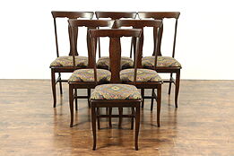 Set of 6 Arts & Crafts Antique Craftsman Dining Chairs, New Upholstery #28848