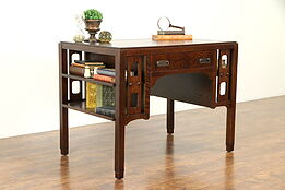 Arts & Crafts Mission Oak Craftsman Library Table Desk, Shelves, Imperial #31100