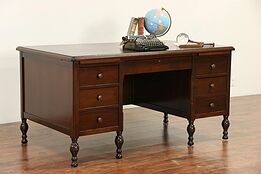 Walnut 1925 Era Executive or Library Desk, Signed Lincoln