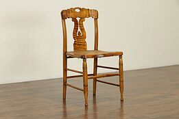 New England Curly Maple Antique 1825 Lyre Back Side or Desk Chair #30800