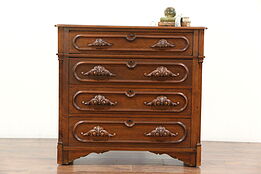 Victorian Antique 1860 Carved Walnut Dresser or Chest & Butler Secretary Desk