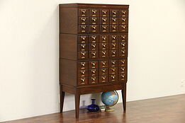 Oak 1920's Antique 45 Drawer Stacking 3x5 Card File, Signed Library Bureau