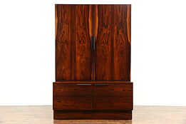 Midcentury Modern Rosewood Vintage Danish Bookcase, Bar, China Cabinet,  Larsen