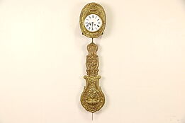 French Morbier Vintage Wall Clock, Brass Grapevine Motif