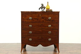 Hepplewhite Antique 1790 Chest or Dresser, Mahogany Inlaid Banding