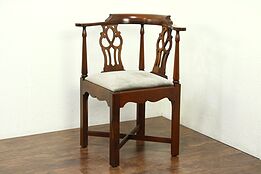 Georgian Mahogany Vintage Corner Chair, Signed Hickory