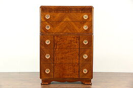 Art Deco Tall Chest or Highboy, Signed Joerns Bros of Stevens Point, WI