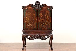 Renaissance Antique Bar, China or Hall Cabinet, Chinese Painting #29814