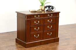 Custom Walnut 6 Drawer Lateral Executive Vintage Office File Cabinet