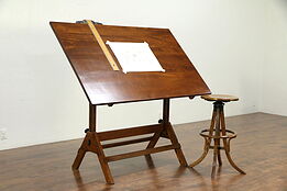 Drafting or Artist Vintage Desk, Kitchen Island, Wine Table, Hamilton #30177