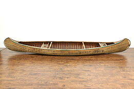 Old Town Maine Signed Antique 16' Wood Canoe for Restoration or Decoration