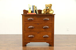 Victorian Antique Walnut Small Chest, Commode, Nightstand, End Table  #31425