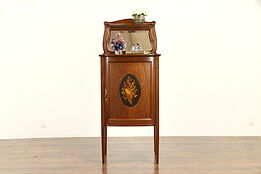 Mahogany Antique Music File Cabinet, Musical Marquetry Panel #32005