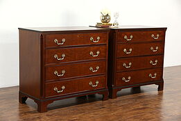 Kittinger NY Signed Pair of Vintage Mahogany Linen Chests or Dressers