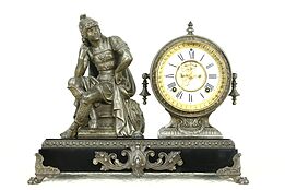 Ansonia NY Antique Open Escapement Clock, Roman Soldier Sculpture Pat. 1882