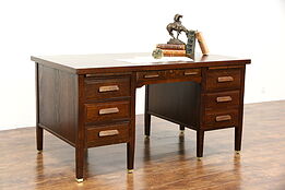 Oak Quarter Sawn 1915 Antique Desk, File Drawer, Pull Out Shelves