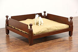 Dog Bed made from 1840 Antique Rope Bed, Cannon Ball Posts