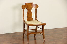 Fiddle Back 1840's Antique Curly Birdseye Maple New England Chair, New Caning