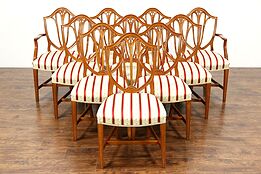 Set of 10 Georgian Style Vintage Cherry English Dining Chairs