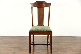 Mission Oak 1900 Craftsman Antique Arts & Crafts Side or Desk Chair, Signed Peru