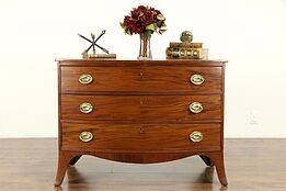 Hepplewhite Antique 1790 Mahogany Bow Front Hall or Linen Chest Dresser #31216