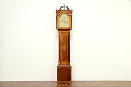 Cherry & Maple Tall Case Antique Grandfather Clock, Quartz, Whiting CT #30459