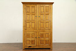Country Pine Antique Linen Press Cabinet, Armoire or Pantry Cupboard #31948