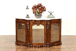 Victorian Antique English Sideboard, Server or Hall Console, Marble Top #30491