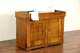 Country Pine 1890 Primitive Dry Sink, Zinc Lined