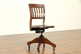 Oak Quarter Sawn Antique Swivel Adjustable Desk Chair, Milwaukee #32066