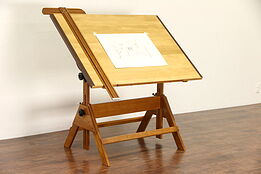 Drafting Table, 1992 Vintage Adjustable Drawing or Artist Desk, Wine Table