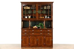 Victorian Pine Antique 1890 Pantry Cupboard or Sideboard & China Cabinet