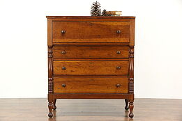 Empire 1830's Antique New England Cherry Chest or Tall Dresser