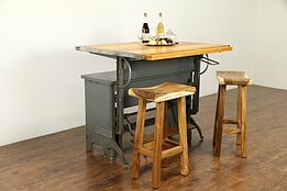 Industrial Salvage Drafting Desk, Kitchen Island, Wine Table, Hamilton #31328