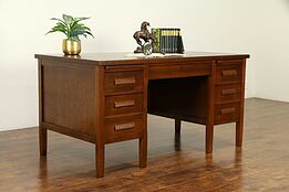 Craftsman Antique Quarter Sawn Oak Desk, File Drawer, Pull Out Shelves  #31974
