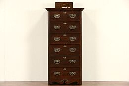 Victorian Antique 1900 Oak Narrow Tall Chest or Dresser