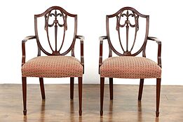 Pair of Kindel Winterthur Signed Shield Back Dining or Occasional Chairs w/ Arms