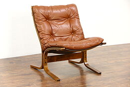 Midcentury Modern 1960 Vintage Tufted Leather Chair, Made in Norway