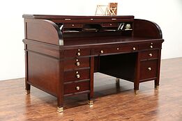 Mahogany Antique 1910 C Curve 71" Rolltop Desk, Bronze Mounts #29337