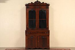 Victorian Antique 1850 Secretary Desk, Bookcase Top, Secret Drawers
