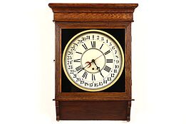 Oak 1890's Antique Calendar Clock, Signed Sessions, Connecticut