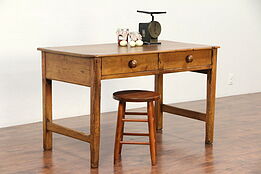 Country Pine Antique Primitive Desk, Kitchen Island, Work Table #29490