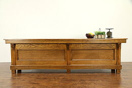 Oak Antique Paneled 10' Rustic Country Store Counter, Kitchen Island, Bar #31828