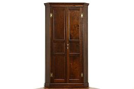 Oak 1910 Antique Corner Cabinet Armoire, Closet or Wardrobe