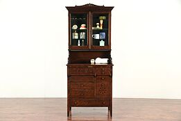 Doctor or Physician Antique Oak Medical, Collector or Bath Cabinet #29334