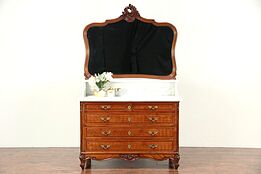 French Antique Marble Top Chest, Dresser, or Vessel Sink Vanity, Mirror #29593