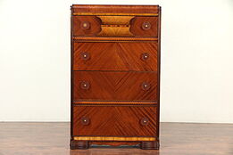 Art Deco Waterfall 1930's Vintage Tall Chest or Dresser #29824