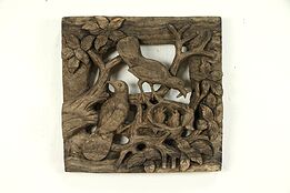 Driftwood Teak Hand Carved Birds Panel Architectural Salvage #31400