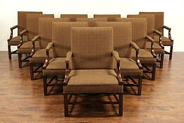 Set of 12 Signed Hickory Vintage Conference, Library or Dining Chairs
