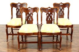 Set of 4 Empire 1830's Antique Mahogany & Cherry Dining Chairs